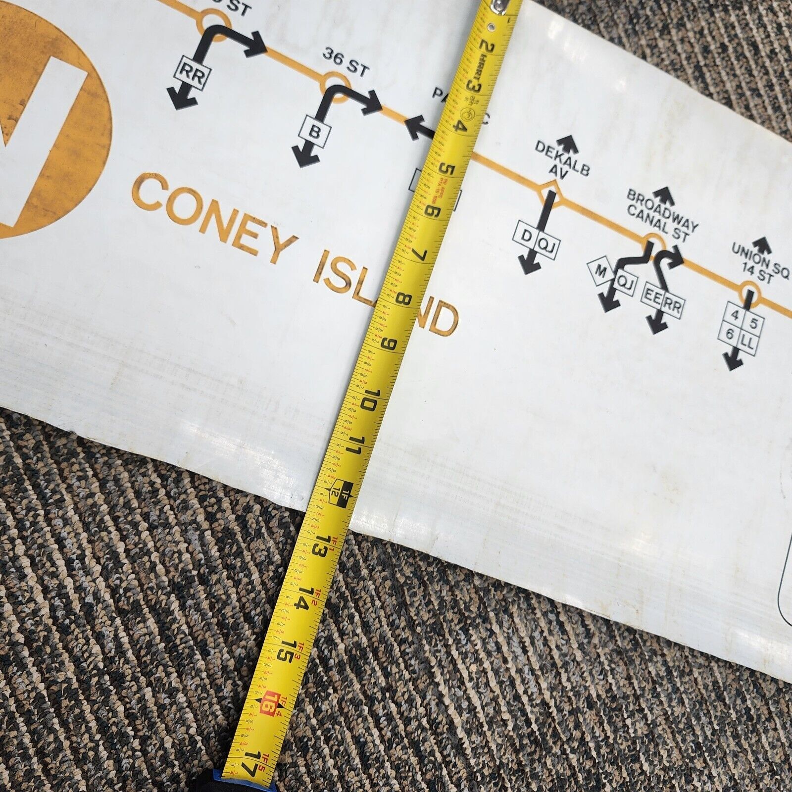 Vintage New York City Bus Subway Roll Sign Map Coney Island N Line Transit Art