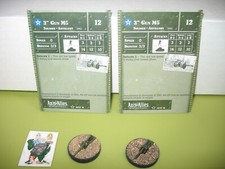  Axis  Allies Miniatures BASE SET II 3" Gun M5 2 PIECES with cards 19/45 