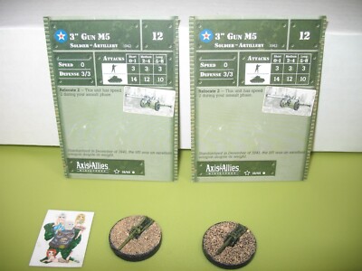 =Axis & Allies Miniatures BASE SET II 3'' Gun M5 2 PIECES with cards 19/45=