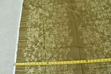 By 1/2 Yd, Large Metallic-Gold Green Floral on Brown Cotton, Andover/Rossi,P9179