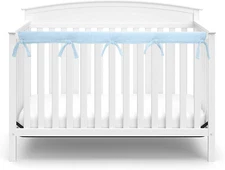 American Baby Compnay 2 Pack Reversible Slide Crib Rail Covers, Blue 27.5" x 8"
