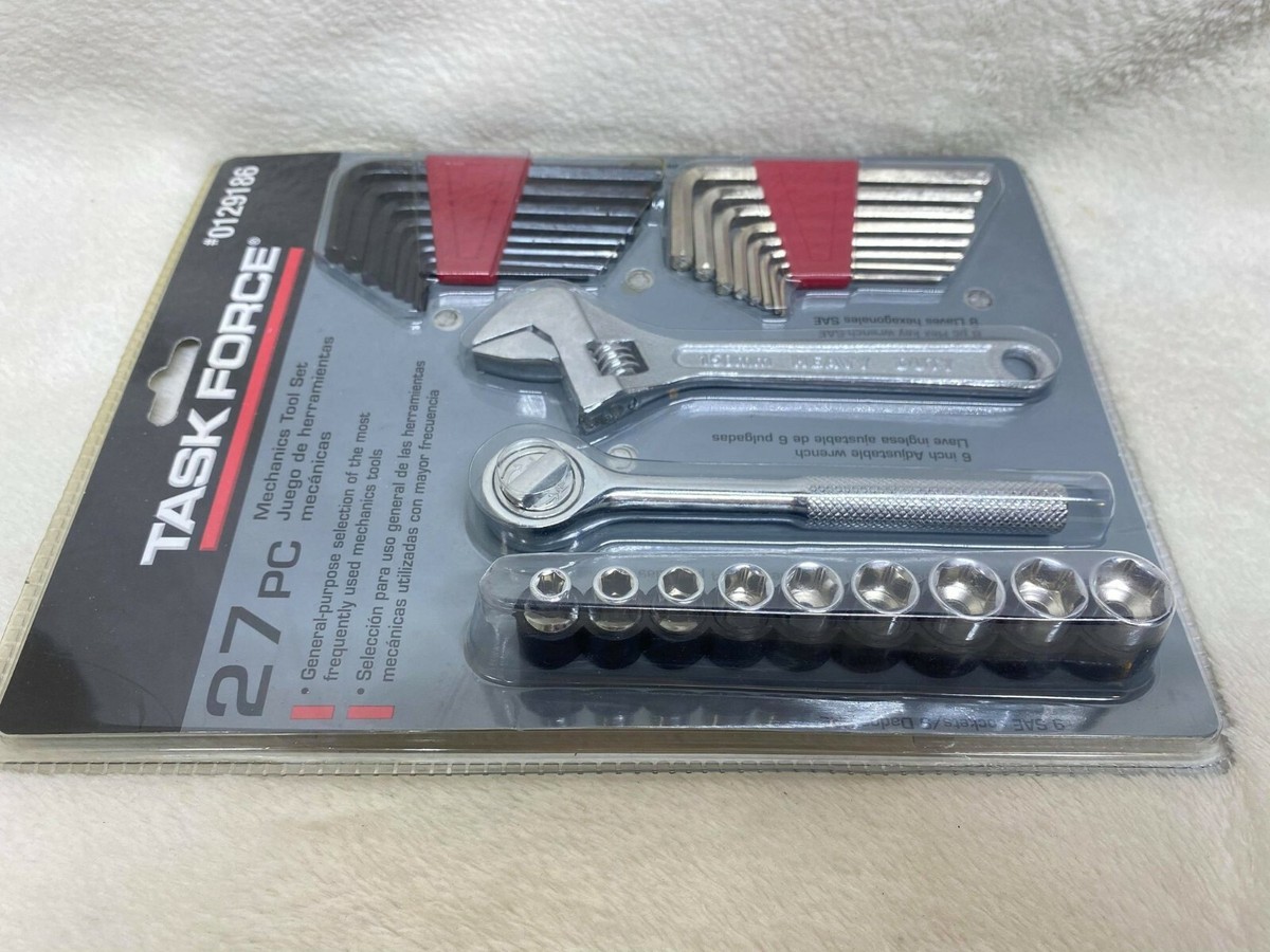 Task Force 27 pc Mechanics Tool Set, Sockets, Ratchet