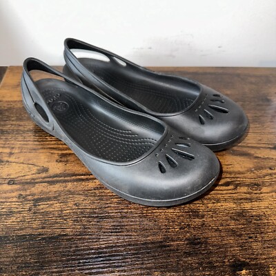 Womens Crocs Skylar US 10 UK EUR 41 Black Slingback Flat Sandals Slip on  Shoes