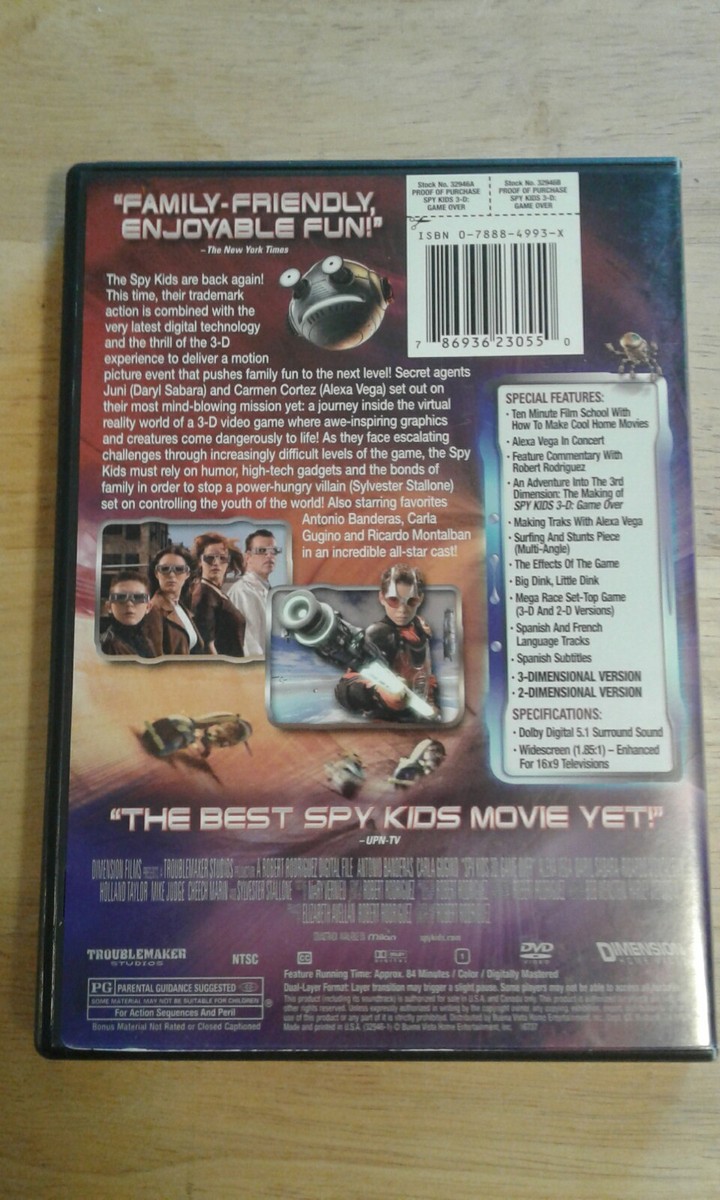 Spy Kids 3-D Game Over DVD DISC 3-D VERSION ONLY