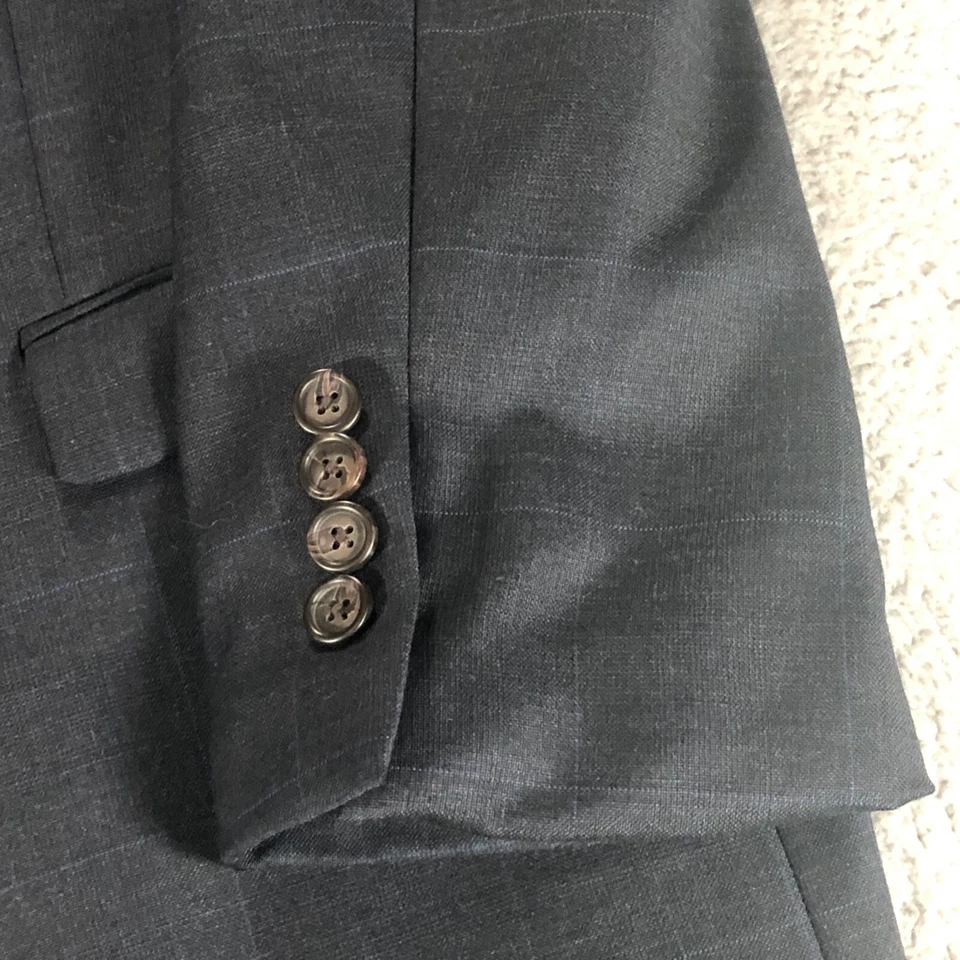 Traje Chaqueta Blazer Lauren Ralph Lauren Para Hombre 44 L Gris Oscuro Azul Cuadros Grandes Foto 3 de 4