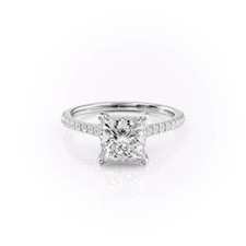 Princess Cut Moissanite Engagement Women White Gold Plated Ring Duty Free