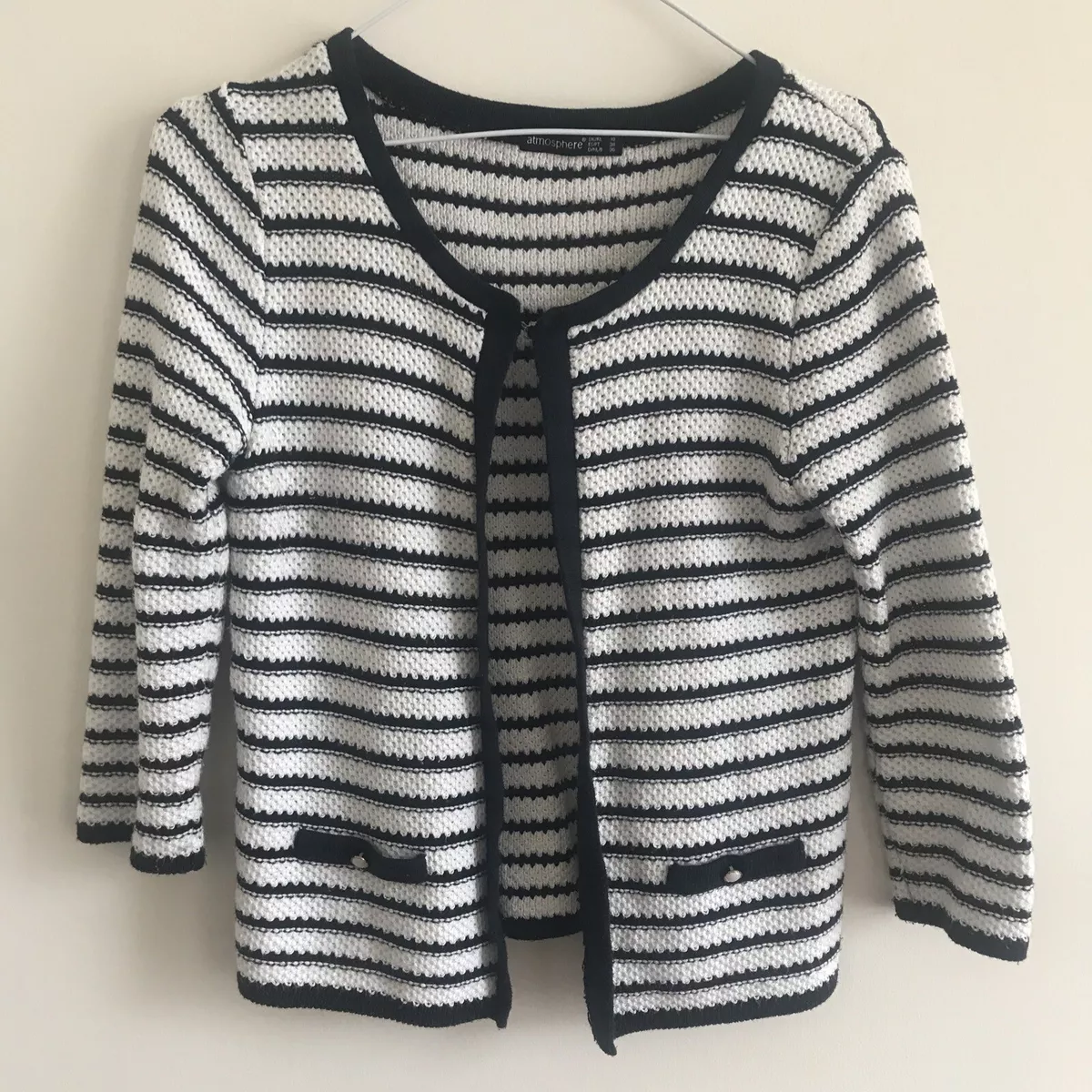 Black and on sale white cardigan sweater