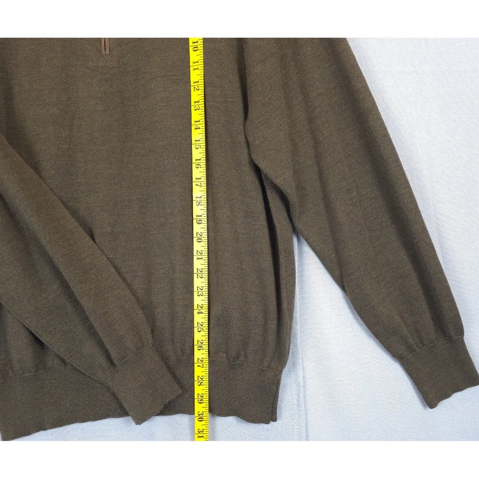 Orvis Merino Wool Quarter Zip Sweater Men L Olive Mock Neck Pullover Knit - Image 4 of 4