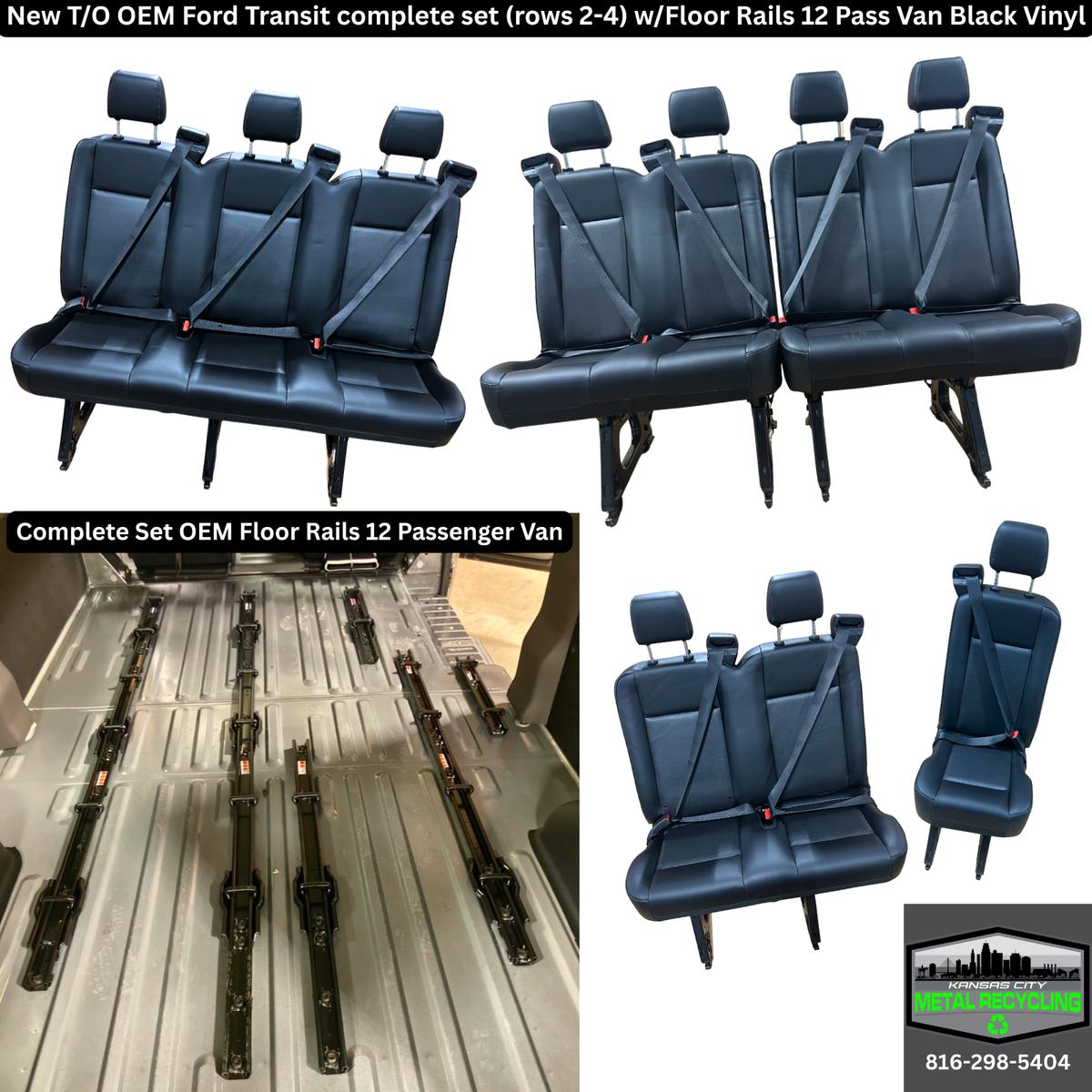 New Ford Transit 2015-26 OEM Black Vinyl Set for 12 Pass. Van w