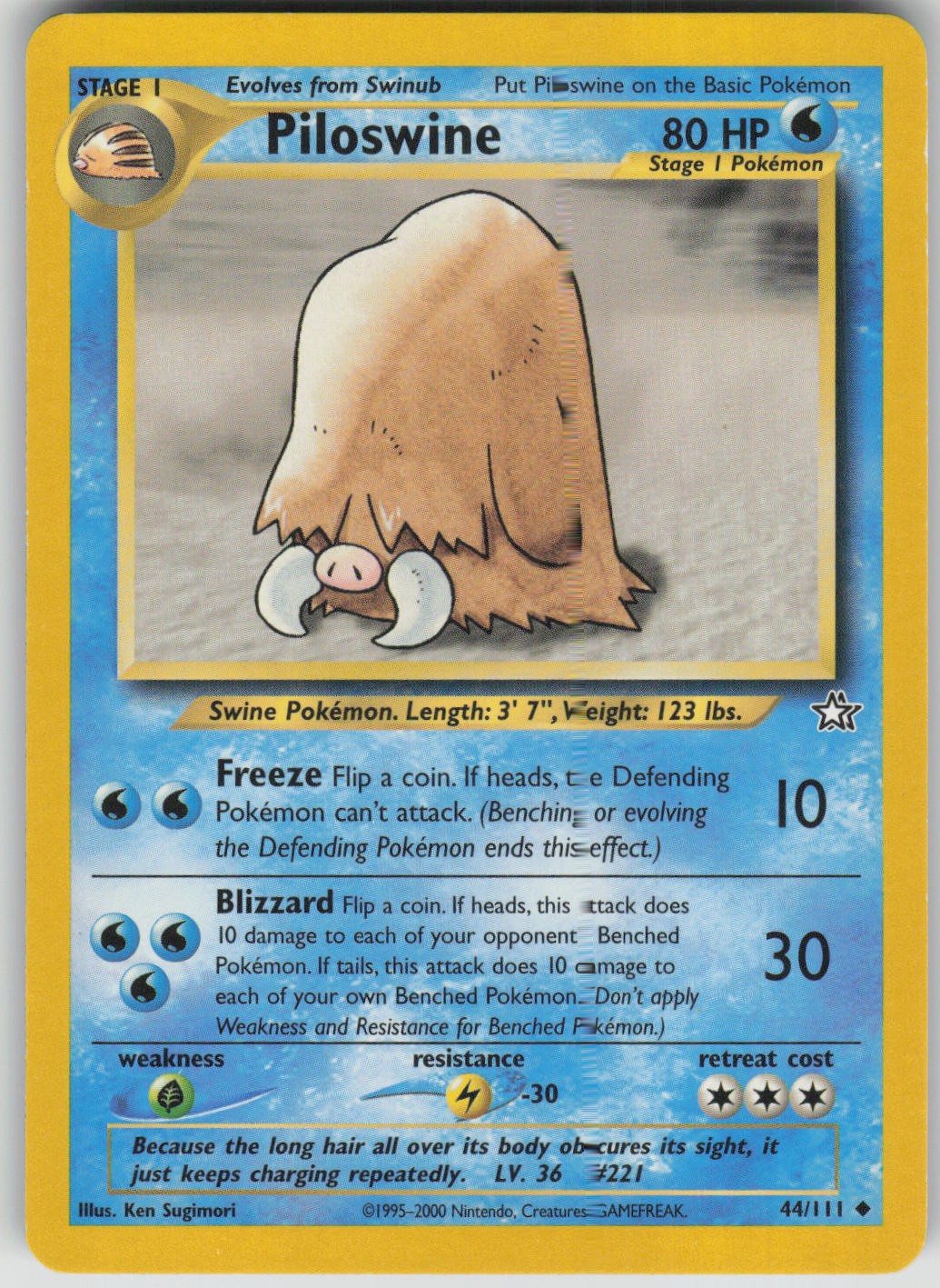 Pokemon TCG Piloswine Uncommon Neo Genesis 044/111