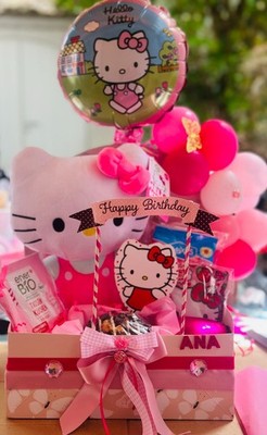 Geburtstag-Hello Kitty Box-Kuchen -Plüschtier-Ballon-Led Lichts -Kinden-Fans