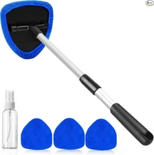 Windshield Cleaning Tool, Car Window Cleaner with 4 Reusable -: Dark blue