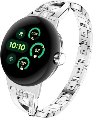 Metal Strap Compatible with Google Pixel Watch 4/3 45mm No Gap Bling Jewelry