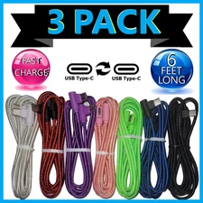 3 Pack 6ft USB C 90 Degree Fast Charger Cable Nylon Cord for Galaxy S10 S20 S21
