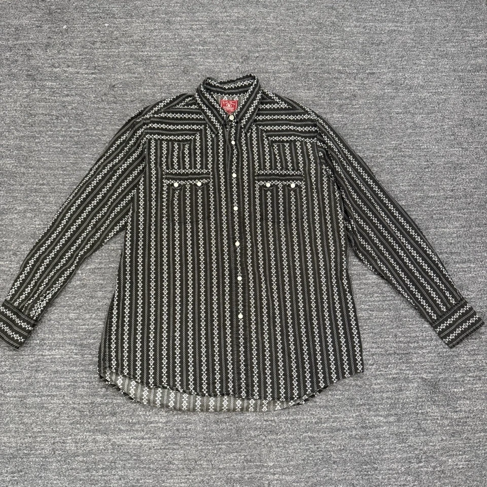 Lucky Brand 大号 棕色 几何珍珠 Snap Western Rockabilly Country Y2K — 第 2/4 张图片