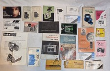 Large Lot of 24 Vintage Camera Manuals and Accs Kodak , Olympus, Polaroid, More