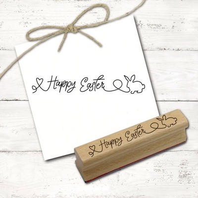 Motivstempel Bordüre Happy Easter Schriftzug - Stempel Osterhase Holzstempel 98 