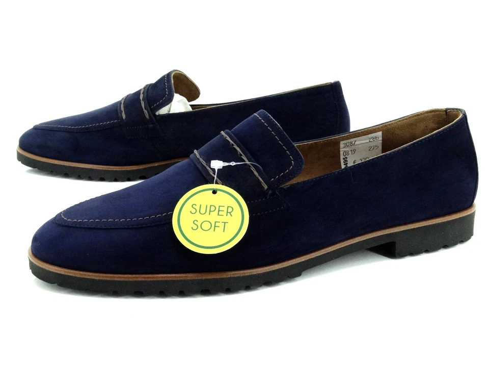Paul Green Chausson Ballerine Mocassin Cuir Bleu Foncé Taille 42 UK 8 - Photo 1/4