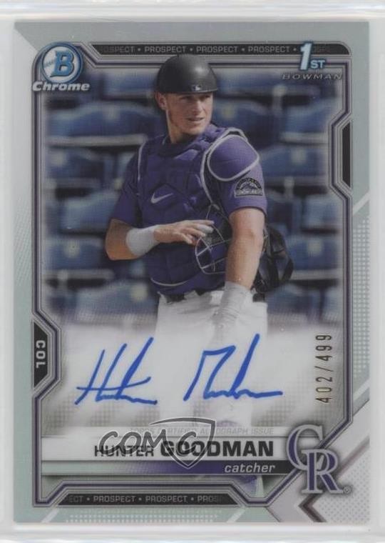 2021 Bowman Draft Chrome Pick Refractor 402/499 Hunter Goodman #CDA-HG Auto 1u4