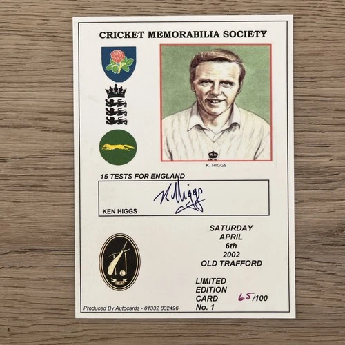 Rare Signed Limited Edition CMS Collectors Card - Ken Higgs - Card No 1