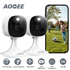 2Pack AOQEE 2K Out/Indoor WiFi Security Camera System Smart Home Human Detection