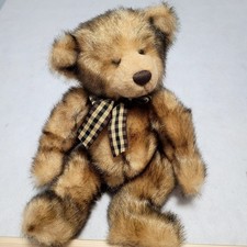 Russ Berrie Madison Teddy Bear Plush with Bow Stuffed Animal Brown Vintage