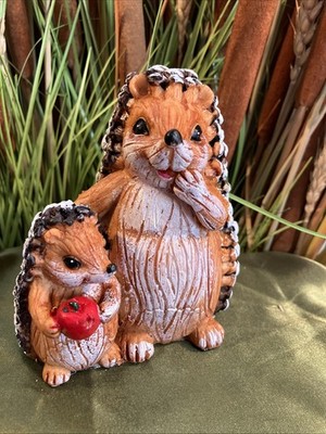 Hedge Hog And Baby Lawn Ornament Garden Patio Resin Decor Home Figurine Statue