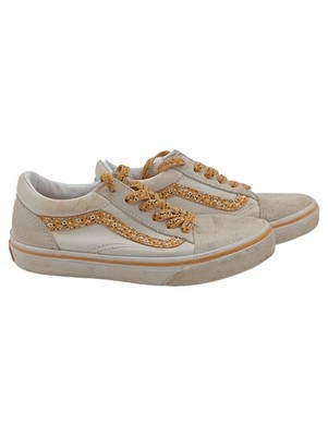 Vans Old Skool Sneaker Kinder Gr. 33 Beige Blumenmuster Low Top