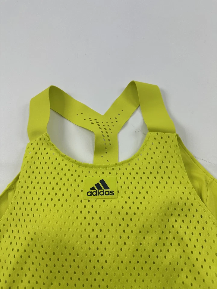 Adidas Primeblue Racerback Tank Top Womens Large Yellow Mesh Workout Activewear - Image 2 of 4