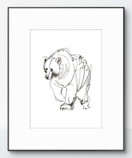 Original Abstract Expressive 9X12 Bear Paper Ink Modern Handmade Signed 14