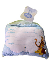 Vintage Disney Baby Winnie the Pooh Tigger Birth Announcement Pillow NOS 6.5x5