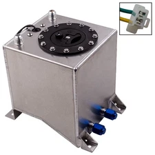 Aluminum 10L 2.5 Gallon Fuel Cell Tank Can & Level Sender Sliver 10AN