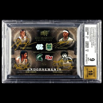 2011 Exquisite Quad Auto /5 🔥 Michael Jordan LeBron James Magic