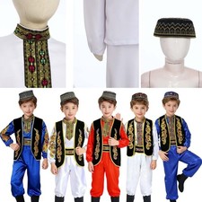 Boys Outfits Uygur Sets Traditional Clothing Costumes Waistbelt Ceremony Dance
