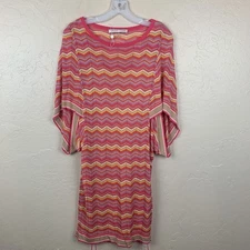 Trina Turk dress Pink Yellow White Casablanca Chevron size small