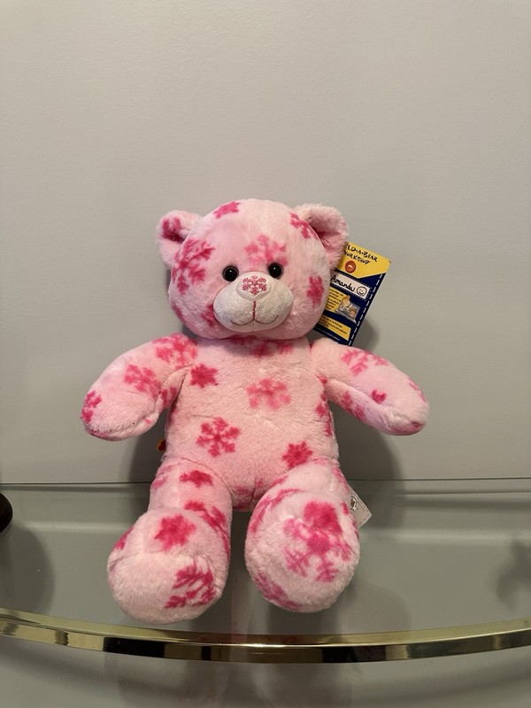 Build-A-Bear Pink Snowflake Plush Teddy Bear 16" tall is in Excellent Condition 