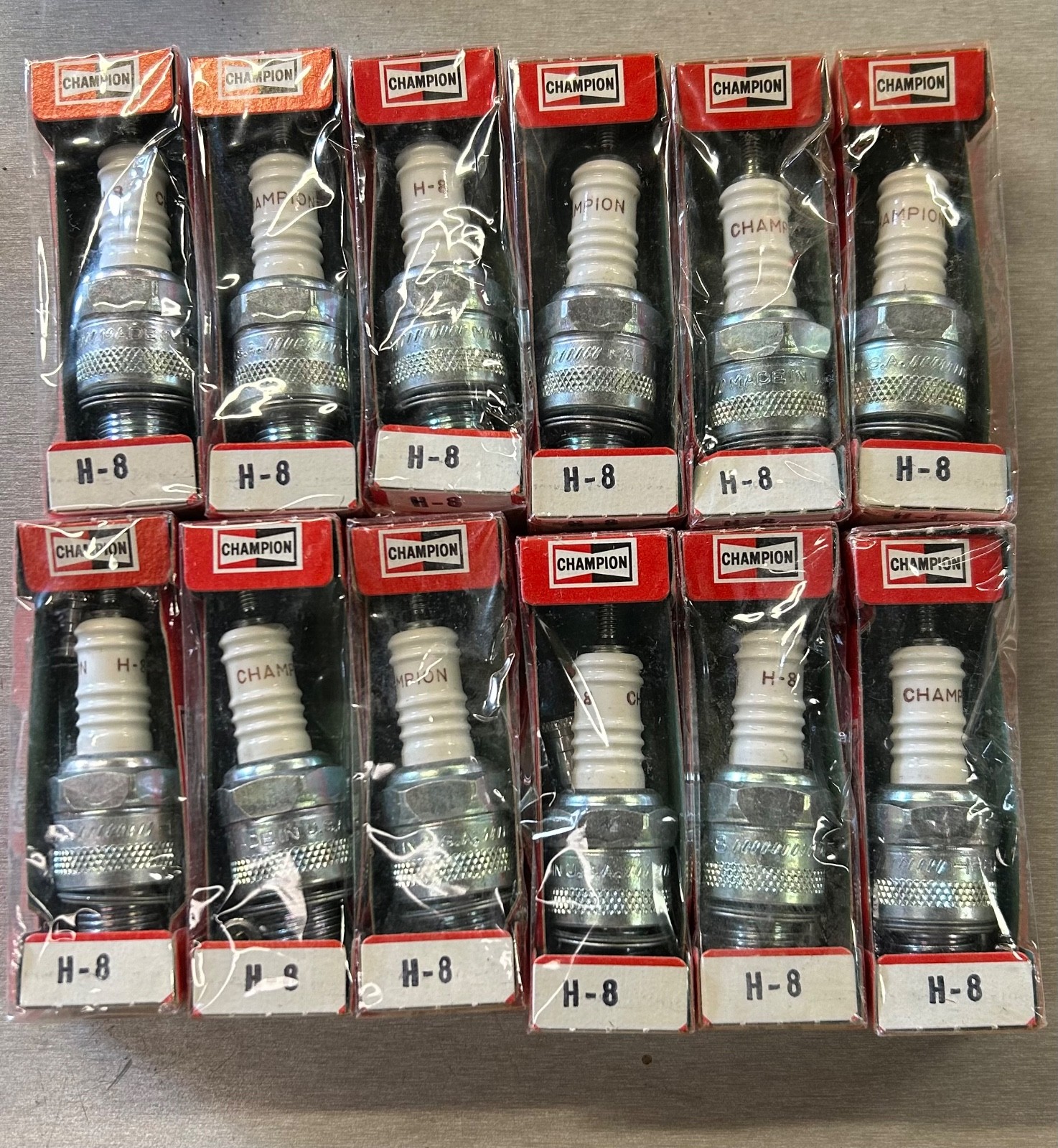 Lot of 12 - NOS Champion H8, 5-ring Spark Plug.  Autolite 216 same