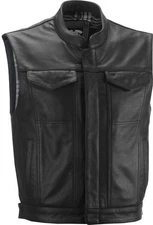 Highway 21  Leather Motorcycle Vest Concealed Carry Pocket Black XL 489-1071X