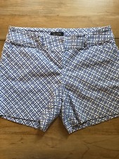 The Limited Blue White Geometric Tailored Shorts Women's Size 4 Cotton Resort
