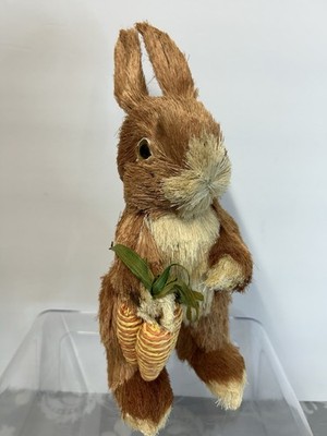 Bunny Rabbit With Carrots Crafted From Natural Materials Such As Sisal 10  Tall 