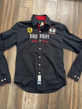 Vintage Racing Ferrari Polo Team La Martina Black Embroidered Button Men's Small