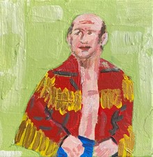 Dory Funk Jr Wrestling Legend Painting 6x6 Acrylic by Sergio Santos