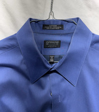 Arrow Fitted Mens Blue 16.5 36/37 Wrinkle Free Long Sleeve Dress Button Shirt