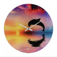 Glass Wall Clock Sunset Theme 30cm