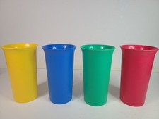 Vintage Tupperware Kids Cups Bell Tumblers 10.5 oz Primary Colors 2874 Set of 4