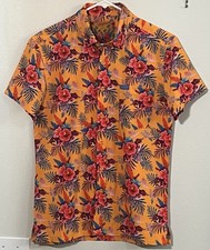 Retro Rifle Shirt Mens Small Multicolor Hawaiian Floral Guns Print NWOT
