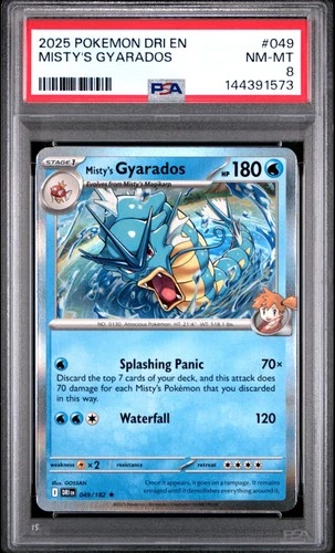 2025 POKEMON DRI EN-DESTINED RIVALS #049 MISTY'S GYARADOS PSA 8