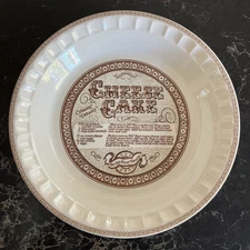 Vintage Royal China by Jeannette Cheesecake Pie Dish w/ Printed Recipe Deep Dish