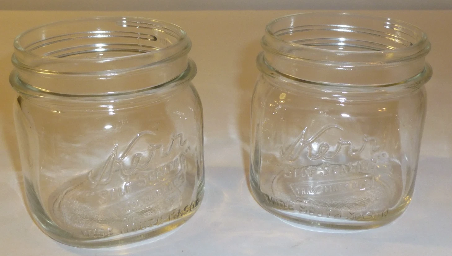 Lot of 2 Vintage Kerr Canning Jars Square One Pint Self Sealing Wide Mouth Mason
