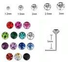 L Shape - Nose Stud 925 Silver - 0.6mm Thin Bar  - Crystal Size 1.2mm to 2.5mm